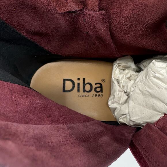 Diba Sleek Buckle Ankle Bootie Side Zipper Block Heel Burgundy Womens Size US7.5 - Picture 5 of 9